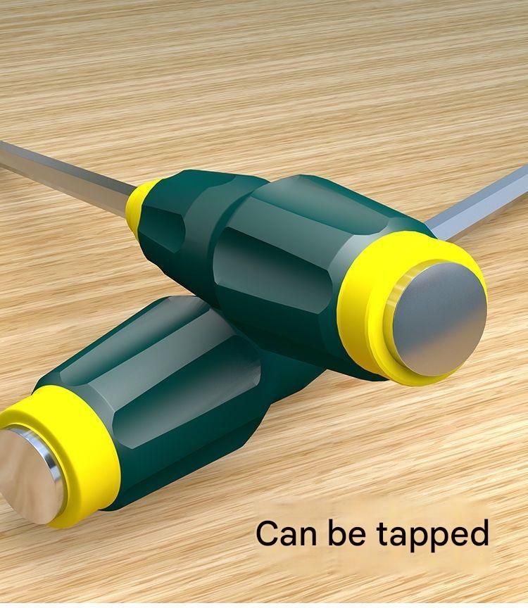 2-piece Green One 6-inch Phillips screwdriver and one 6-inch flathead screwdriver  Impact-Resistant Magnetic Screwdriver with Through-Tang Shaft — Chrome Vanadium Steel Bit, Ergonomic Non-Slip Handle — Ideal for Automotive Repair, Machinery Maintenance, F