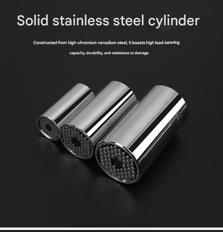 Silver Universal Socket Set 7-19mm - Steel Construction - Multi-function Magic Socket, Colorful Design, Lightweight 130g, Compatible with Power Drills, Versatile Tool for Home & Auto Repair