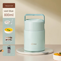 Thermal Food Jar 800ml Insulated Stainless Soup Lunch Pot Retractable Blue
