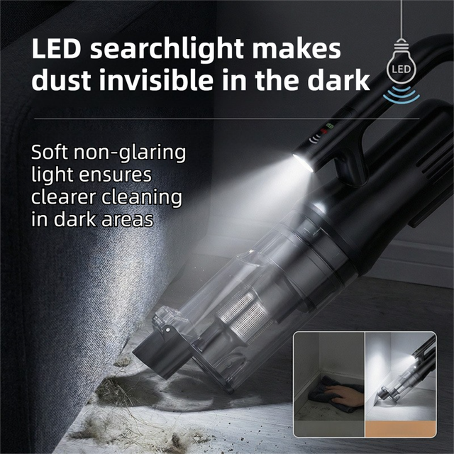 White Cordless Handheld Vacuum Cleaner & 180°Swivel Mop with 6 Brush Attachments & LED Light for Home Car - 18KPA Strong Suction, Portable Typec Charging, Battery Digital Display, One Touch Emptying Dust Cup and Cyclone Dust Separation