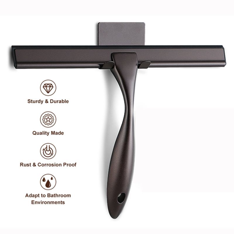 Silver Stainless Steel Glass Squeegee for Car Windshield & Countertop – 10 inch Hydrophobic Window Cleaner & Squeegee Blade with Adhesive Holder Hook