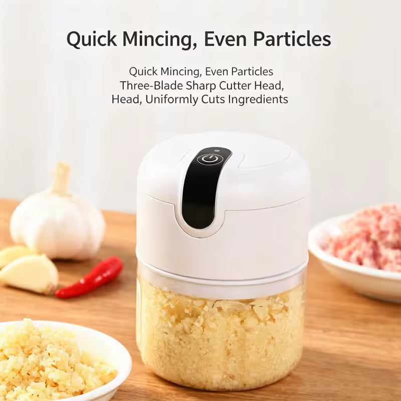 Blue 250ML Electric Mini Food Processor & Garlic Chopper with 3 Stainless Steel Blades & USB Charging – Portable Smasher & Meat Grinder for Vegetable,Chili,Fruits,Ginger and Baby Food,Seasoning