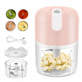 Pink 250ML Electric Mini Food Processor & Garlic Chopper with 3 Stainless Steel Blades & USB Charging – Portable Smasher & Meat Grinder for Vegetable,Chili,Fruits,Ginger and Baby Food,Seasoning