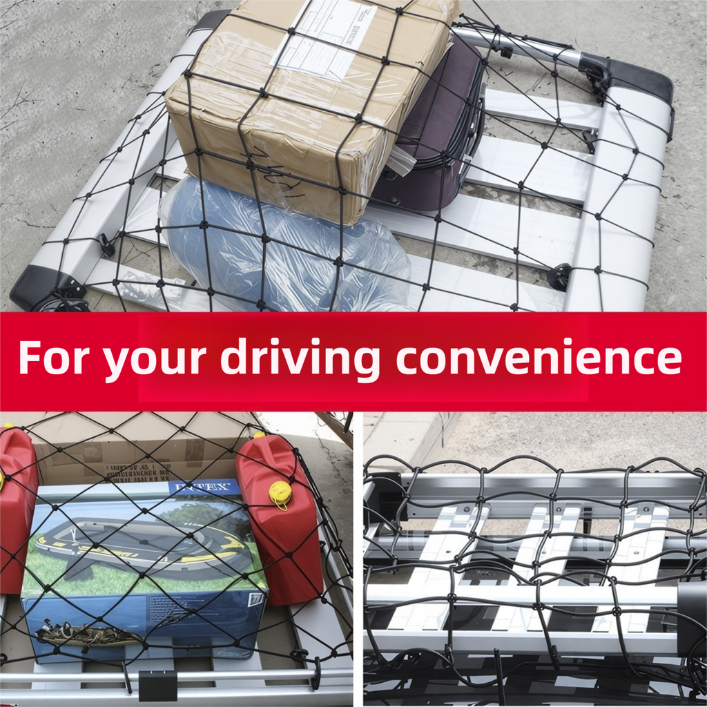 Car Roof Cargo Net 120x80cm Elastic Luggage Storage Net 10 Hooks Universal