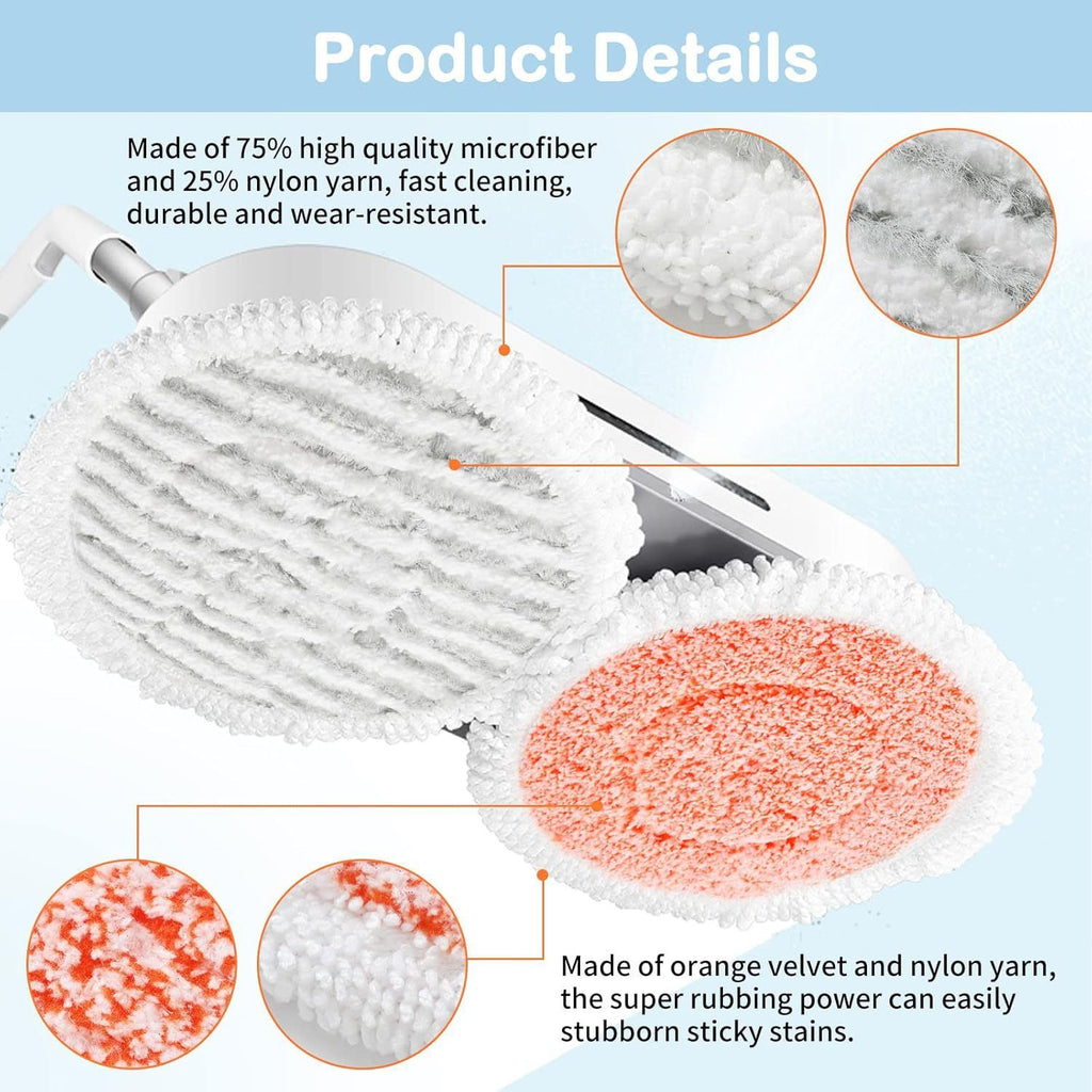 Style 4 Shark Steam Dual-Head Mop Replacement Pads 8 Pack - 7.5 Inch Reusable Round Microfiber Scrubbing Pads Compatible with Shark S7000, S7201, S8001, S8201, S7001, S7000AMZ, S7001TGT, S7005, S7020