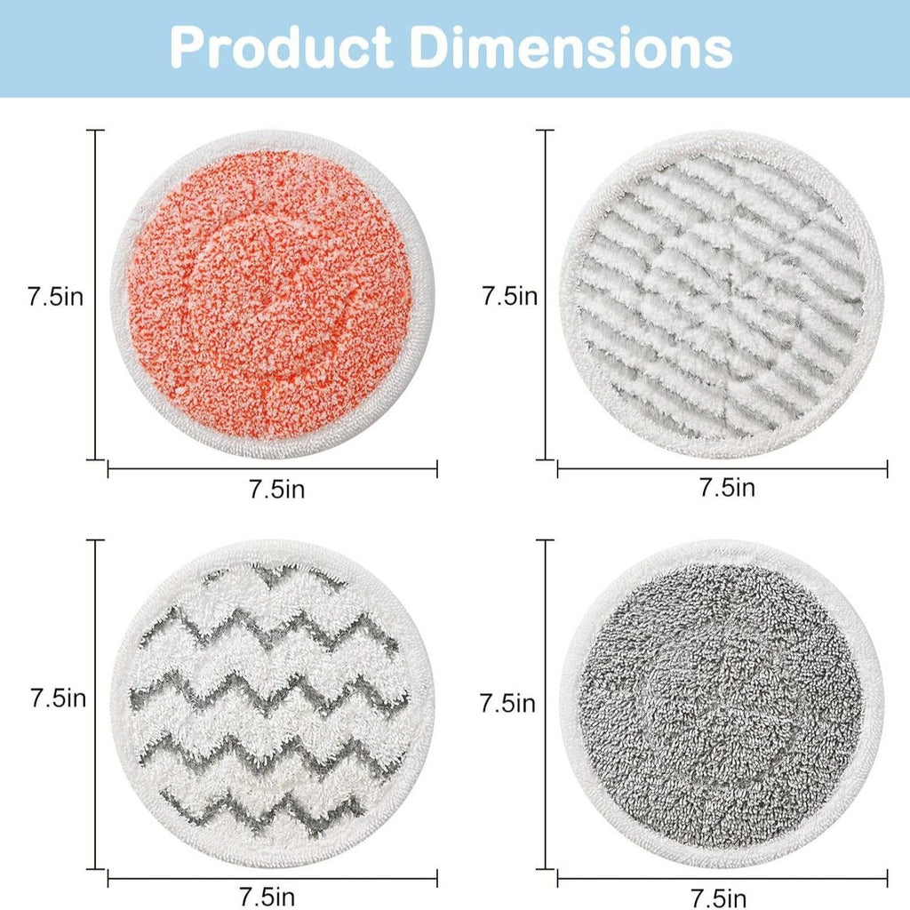 Style 5 Shark Steam Dual-Head Mop Replacement Pads 8 Pack - 7.5 Inch Reusable Round Microfiber Scrubbing Pads Compatible with Shark S7000, S7201, S8001, S8201, S7001, S7000AMZ, S7001TGT, S7005, S7020