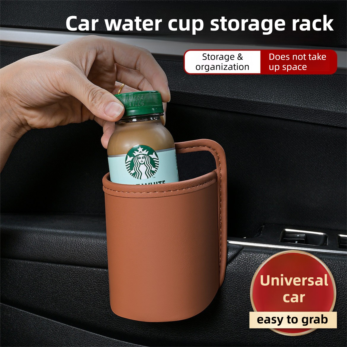 Grey White Waterproof Leather Car Hanging Storage Organizer with Back Clip 14.5 x 10.5CM – Mutifunctional Car Trash Bin Cup Holder Phone Storage Pocket for Seat Back, Door & Center Console