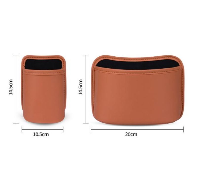 Orange Waterproof Leather Car Hanging Storage Organizer with Back Clip 20 x 14.5CM – Mutifunctional Car Trash Bin Cup Holder Phone Storage Pocket for Seat Back, Door & Center Console