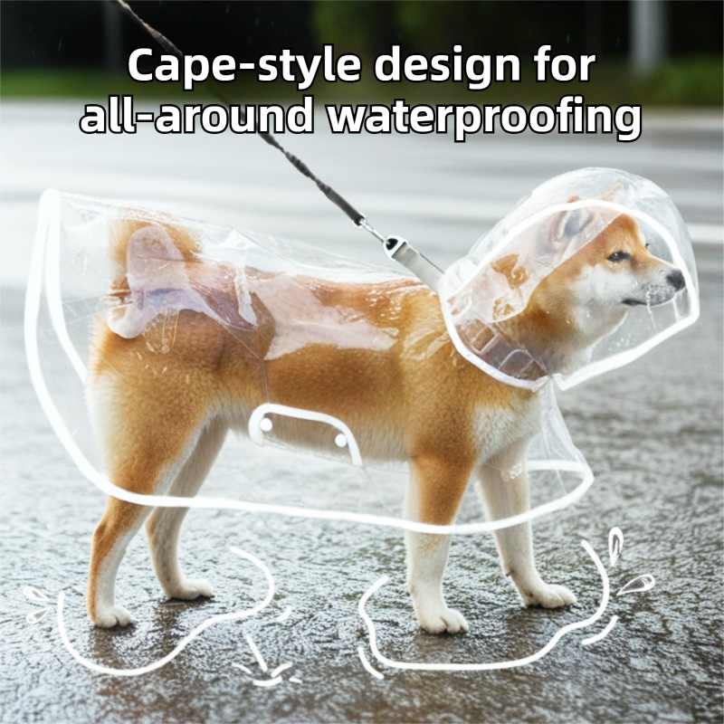 3 Piece Rainy Day Pet Care Set - 3XL Size Waterproof Dog Hooded EVA Transparent Raincoat with Full-Coverage Poncho Design Adjustable Snaps and Leash Access, Free High Absorbency Quick Dry 30 × 30cm Towel and 140 × 70cm Large Bath Towel for Small Medium La