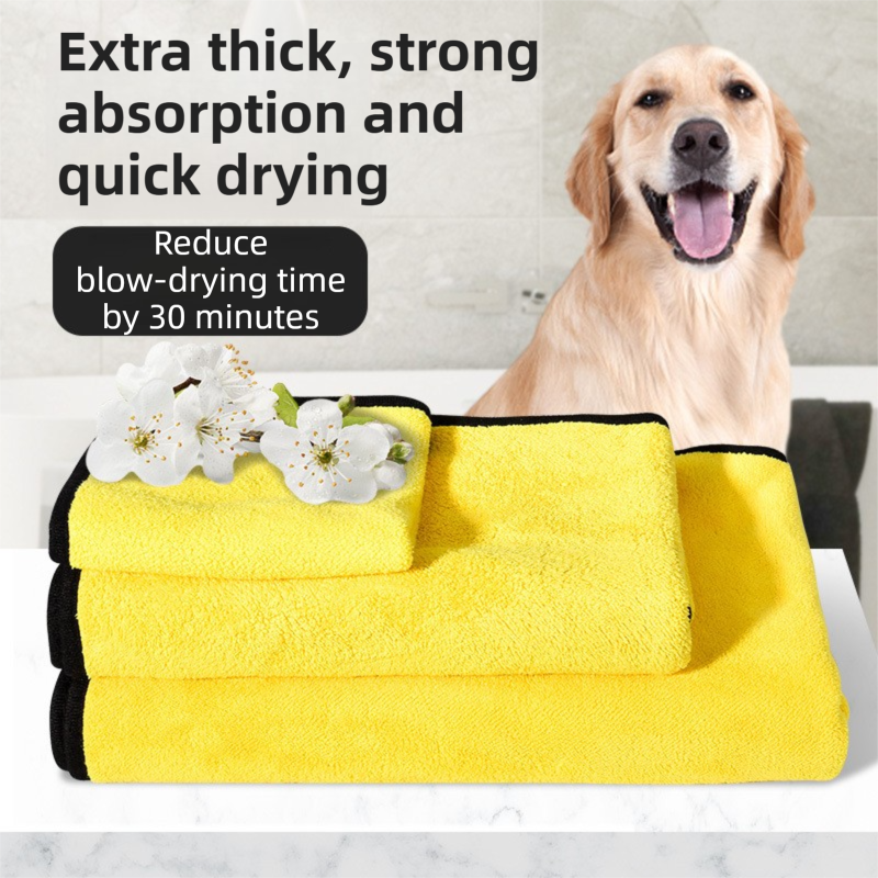 3 Piece Rainy Day Pet Care Set - 6XL Size Waterproof Dog Hooded EVA Transparent Raincoat with Full-Coverage Poncho Design Adjustable Snaps and Leash Access, Free High Absorbency Quick Dry 30 × 30cm Towel and 140 × 70cm Large Bath Towel for Small Medium La