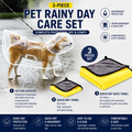 3 Piece Rainy Day Pet Care Set - 8XL Size Waterproof Dog Hooded EVA Transparent Raincoat with Full-Coverage Poncho Design Adjustable Snaps and Leash Access, Free High Absorbency Quick Dry 30 × 30cm Towel and 140 × 70cm Large Bath Towel for Small Medium La