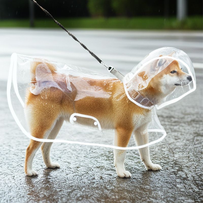 3XL Size Waterproof EVA Transparent Dog Hooded Raincoat and Pet Full-Coverage Poncho with Adjustable Snaps & Hidden Leash Opening, Quick-Drying and Easy to Clean for Small Medium Large Dogs