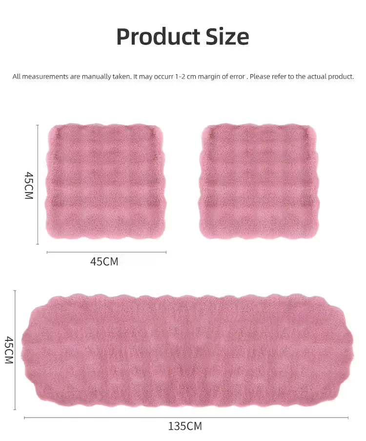 Winter Soft 3D Fluffy Bubble Fleece Car Front Seat Single Pad with Non-Slip Backing, Universal Warm Plush Car Seat Cover 45 x 45cm Black