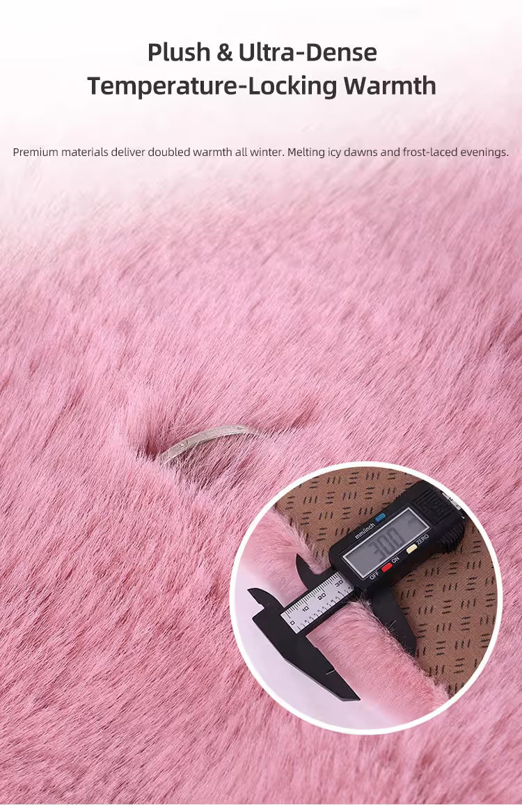 Pink Soft 3D Fluffy Bubble Fleece Car Front Seat Single Pad with Non-Slip Backing, Universal Warm Plush Car Seat Cover 45 x 45cm White