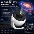White and Black USB Powered Galaxy Star Projector and Earth Globe Night Light with 12 HD Space Films, 1H / 2H Timer, Nebula Dynamic Rotation Effect & Adjustable Focus for Bedroom Kids Home Decor