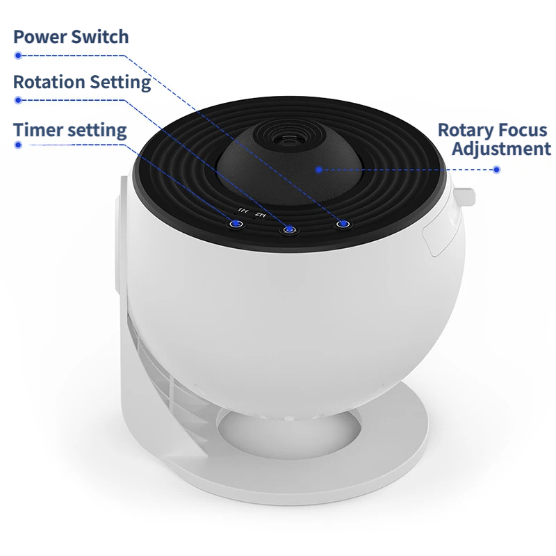 Black USB Powered Galaxy Star Projector and Earth Globe Night Light with 12 HD Space Films, 1H / 2H Timer, Nebula Dynamic Rotation Effect & Adjustable Focus for Bedroom Kids Home Decor