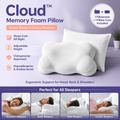 White Cloud Memory Foam Cervical Support Pillow Core and Cover (71 x 38 x 13CM) – Ergonomic Neck Orthopedic Contour Pillow for Side Back & Stomach Sleepers, Deep Sleeping and Pressure Relieving