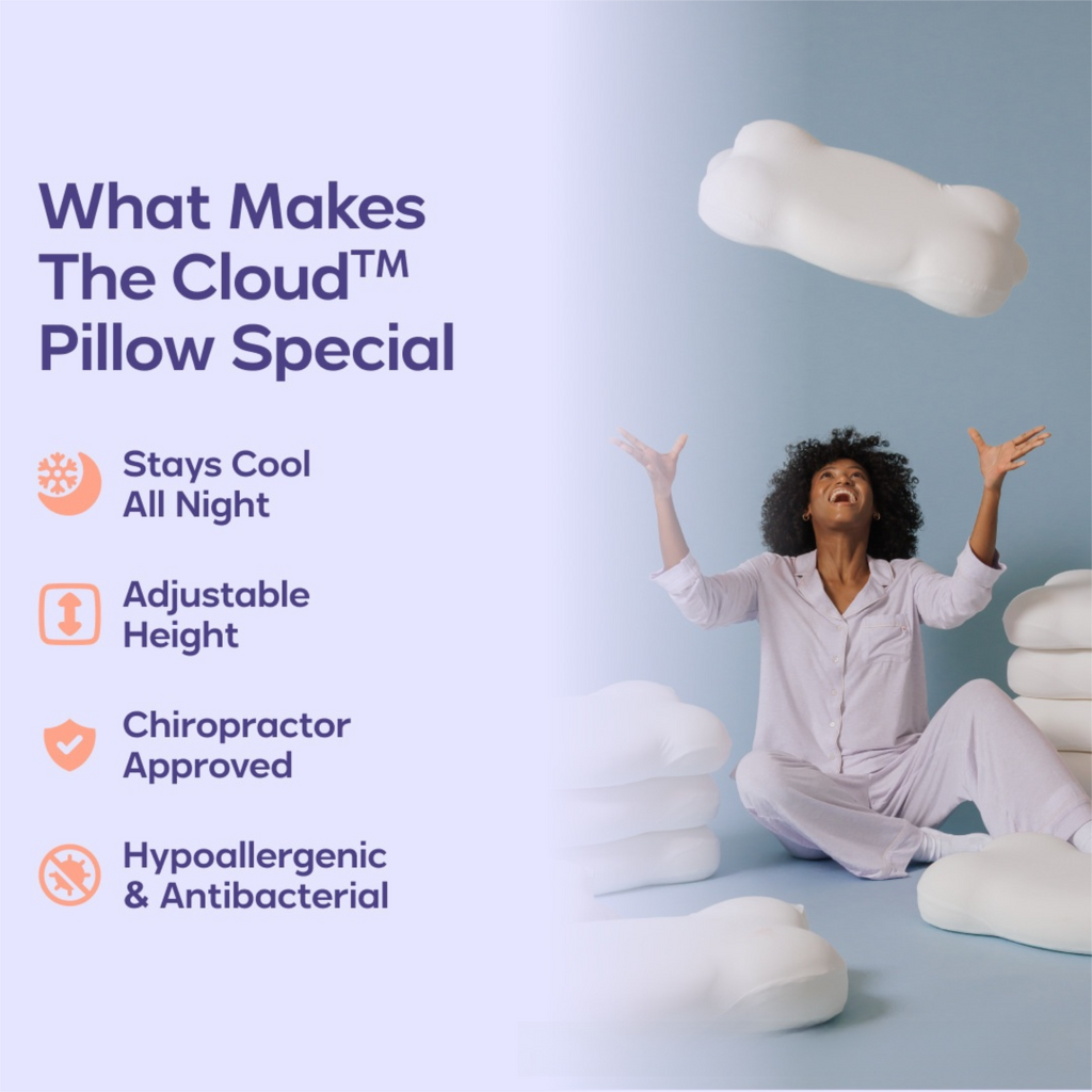 Navy Blue Cloud Memory Foam Cervical Support Pillow Core and Cover (71 x 38 x 13CM) – Ergonomic Neck Orthopedic Contour Pillow for Side Back & Stomach Sleepers, Deep Sleeping and Pressure Relieving