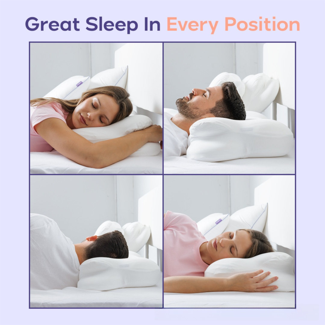Pink Cloud Memory Foam Cervical Support Pillow Core and Cover (60 x 30 x 10CM) – Ergonomic Neck Orthopedic Contour Pillow for Side Back & Stomach Sleepers, Deep Sleeping and Pressure Relieving