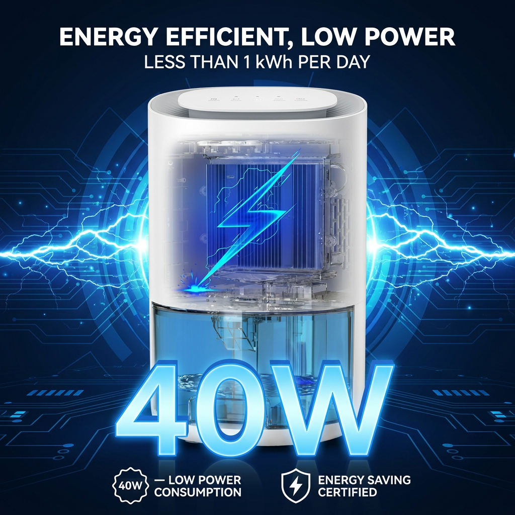 Mini Dehumidifier 2L Portable Quiet Air Purifying Night Light Auto Off White