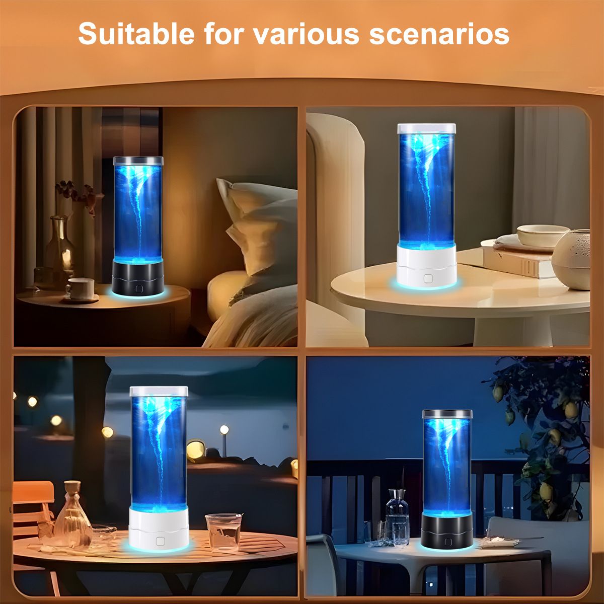 Black Dynamic Tornado Touch Control Mood Night Light with Single Color / 7 Color Gradient Dual Mode and Glowing Base, USB Powered Creative Home Decor Table Lamp for Bedroom Living Room & Gift