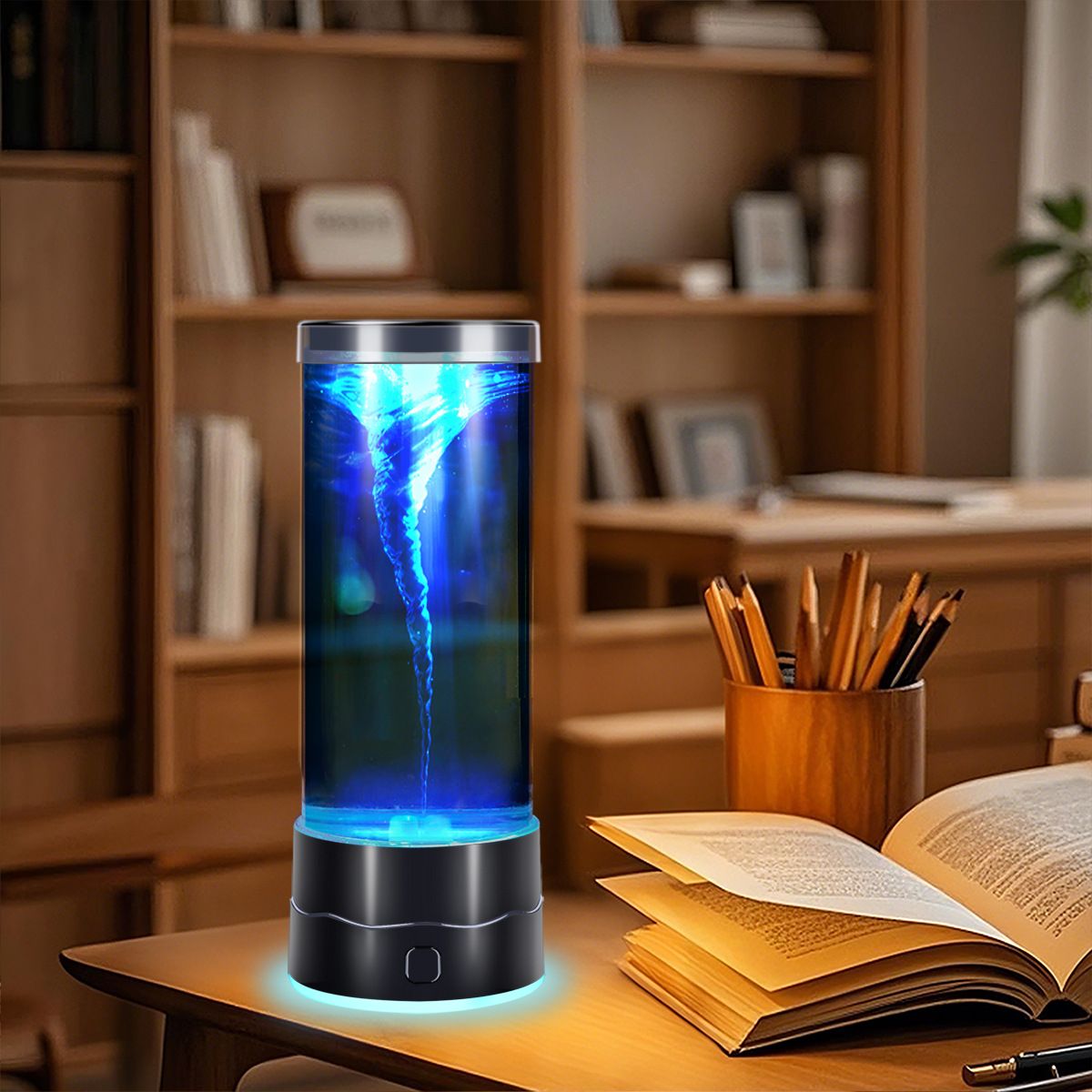 White Dynamic Tornado Touch Control Mood Night Light with Single Color / 7 Color Gradient Dual Mode and Glowing Base, USB Powered Creative Home Decor Table Lamp for Bedroom Living Room & Gift