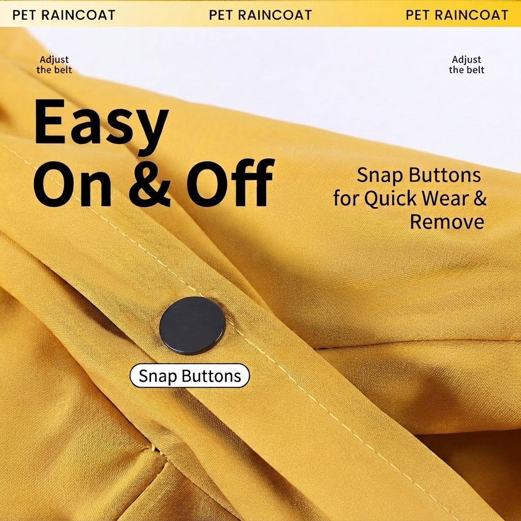 Yellow Waterproof Full Body Dog Raincoat with Adjustable Hood & Waist, Easy Snap Closure and Hidden Leash Opening - Lightweight Four-Leg Reflective Pet Rain Suit for Small Medium Large Dogs, S Size