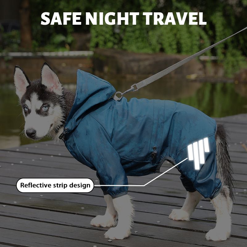 Yellow Waterproof Full Body Dog Raincoat with Adjustable Hood & Waist, Easy Snap Closure and Hidden Leash Opening - Lightweight Four-Leg Reflective Pet Rain Suit for Small Medium Large Dogs, S Size