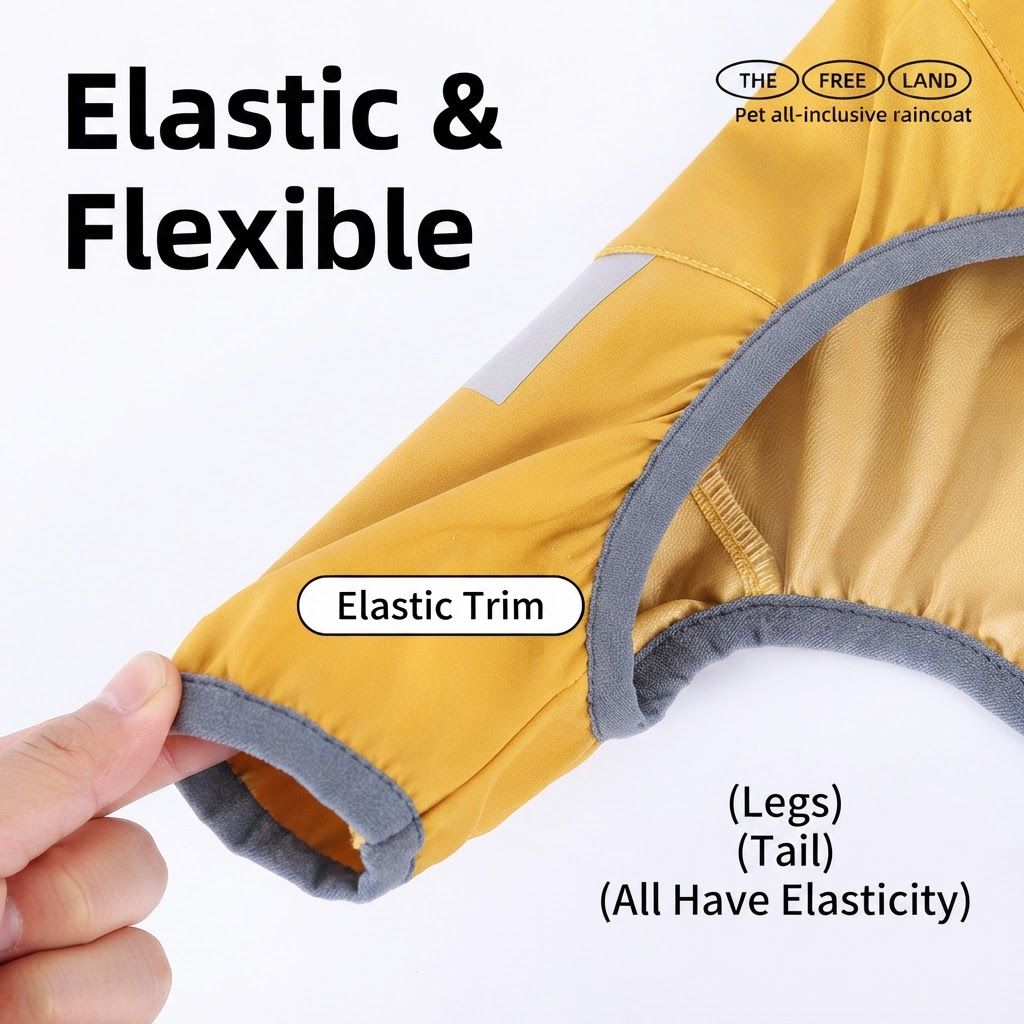 Yellow Waterproof Full Body Dog Raincoat with Adjustable Hood & Waist, Easy Snap Closure and Hidden Leash Opening - Lightweight Four-Leg Reflective Pet Rain Suit for Small Medium Large Dogs, S Size