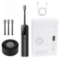 Black Rechargeable Dual-Action Vibration & 45° Scientific Sweep Cleaning Electric Toothbrush with 5 Brushing Modes, 4 Brush Head and Storage Base - Smart 2 Min Timer and 30s Quad Reminder, High-Density Rounded Bristles and 3D Precision Brush Head Design