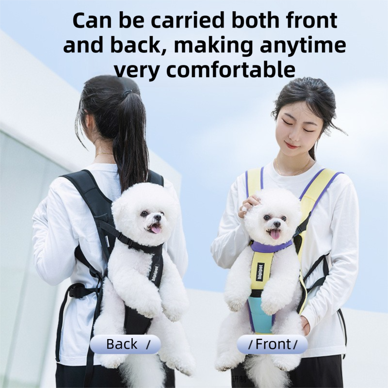 Black Hands Free Adjustable Dog Carrier Backpack with 3-Point Support, Reserved Tail Opening and Wide Padded Straps - Chest & Back Dual Use, Breathable on Both Sides and Quick-release Safety Buckles for Walking Bike Travel Outdoor Use, L Size