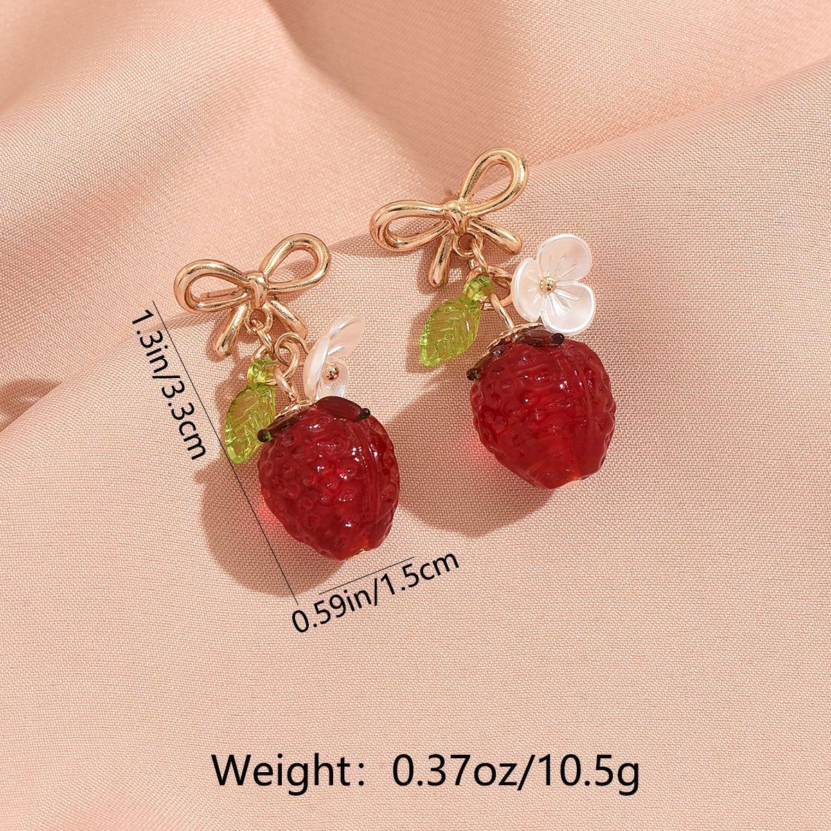 Cute Crystal Strawberry Pendant Jewelry Set for Women with Flower Berries Leaves Bow Earrings and Necklace - Vintage Gold Plated Fruit Charm Accessories Gift Box for Daily Wear, Parties, Dates and Occasions