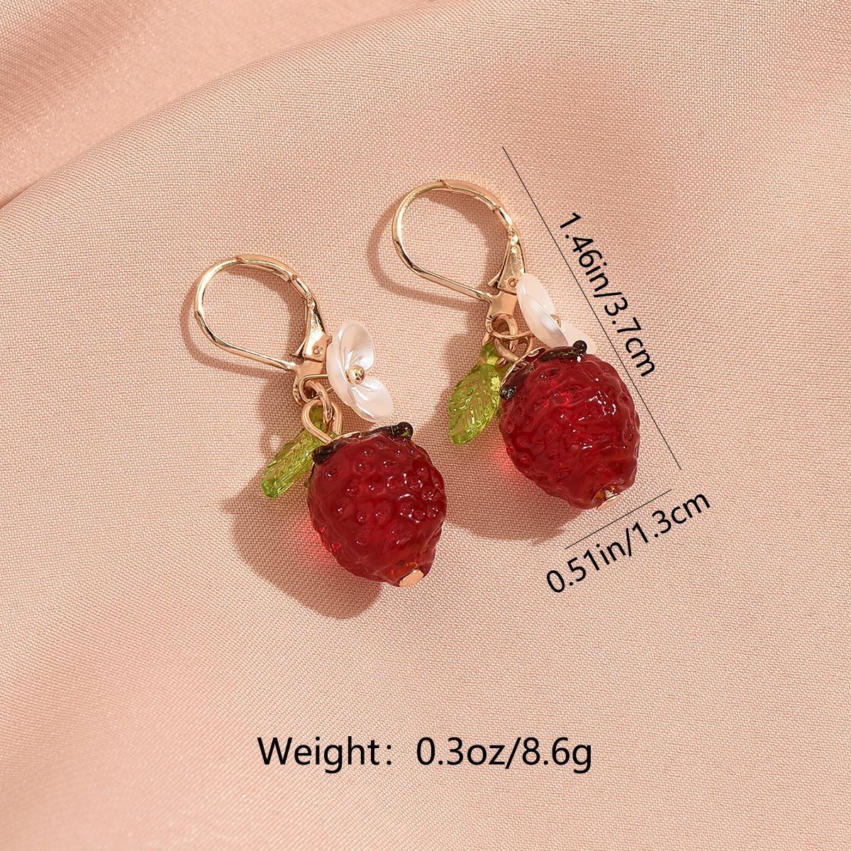 Cute Crystal Strawberry Pendant Jewelry Set for Women with Flower Berries Leaves Design Hoop Earrings and Necklace - Vintage Gold Plated Fruit Charm Accessories Gift Box for Daily Wear, Parties, Dates and Occasions