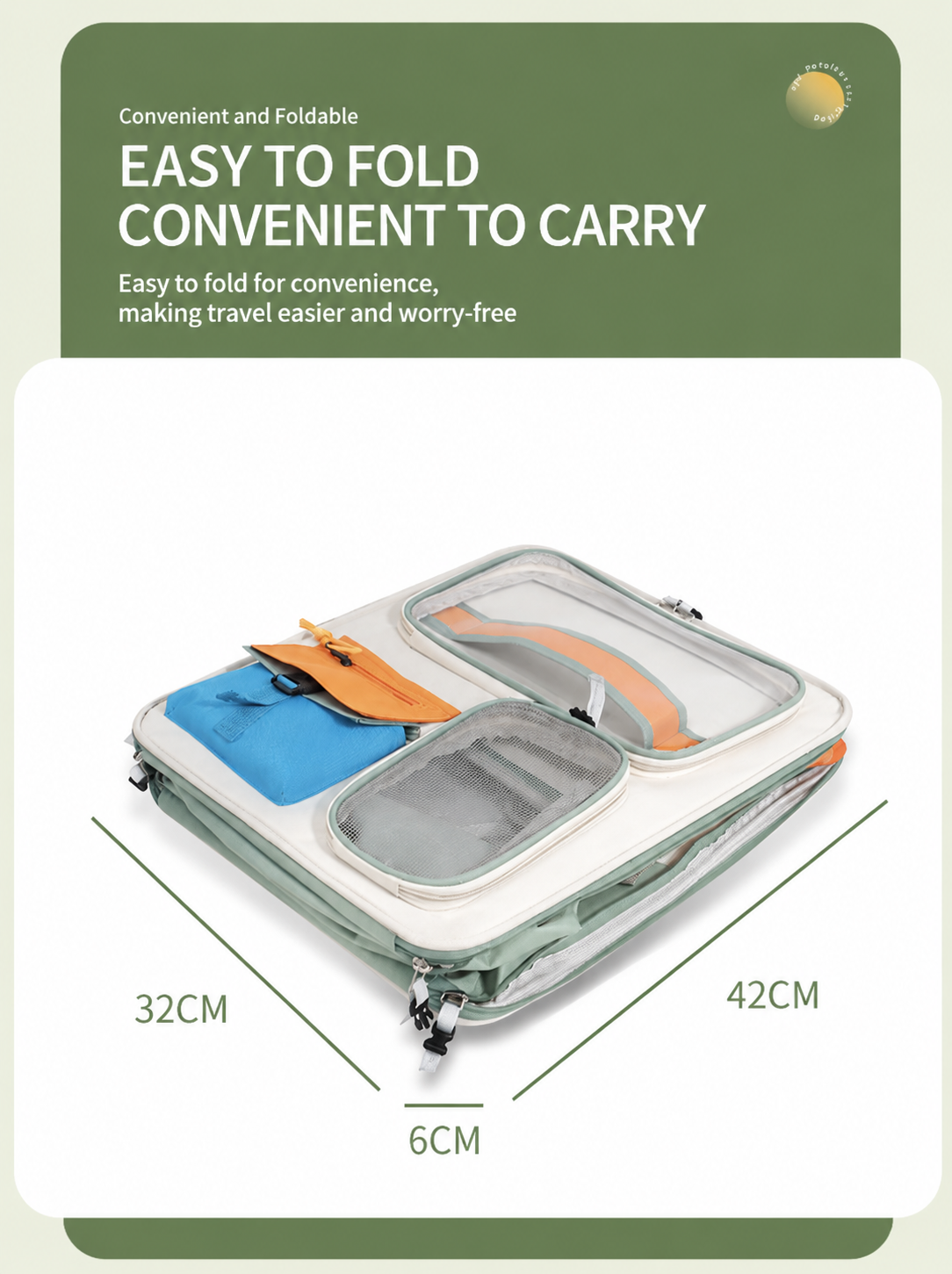 Orange and Grey Large Space Pet Carrier Trolley – Foldable Cat Carrier Backpack with Breathable Side Mesh & View Window, Silent Rolling Wheels, Storage Pocket and Removable Bottom Pad for Dog and Cat, 42 x 36 x 27CM