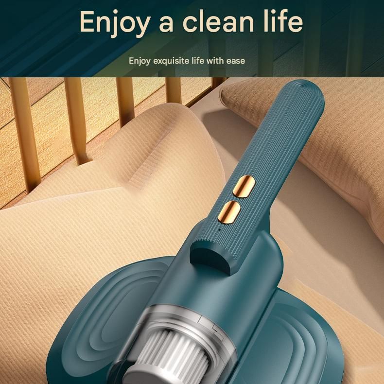 Pink Cordless Handheld Mite Removal Vacuum - 10KPA Suction, UV Blue Light, 200ML Dust Cup, 3-Stage Filtration - Portable Cleaner for Bed, Sofa & Carpet
