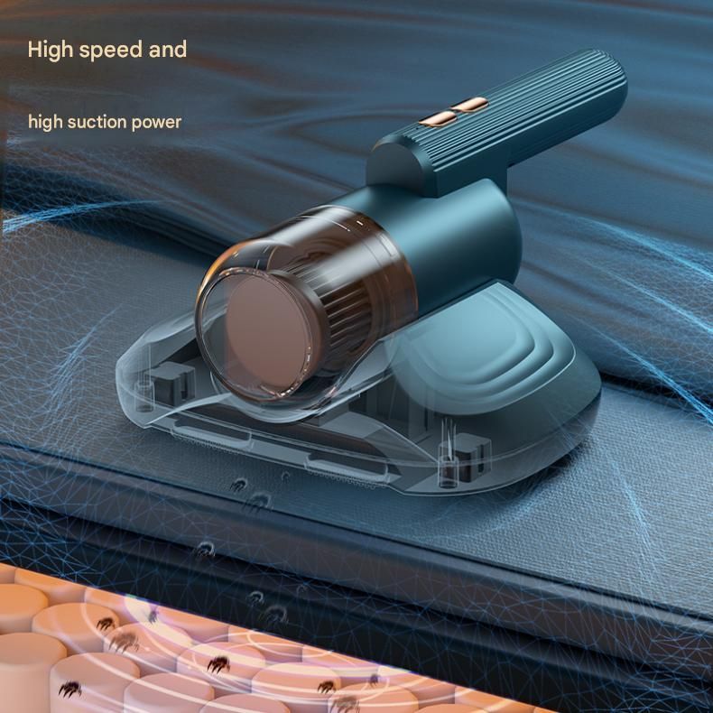 Pink Cordless Handheld Mite Removal Vacuum - 10KPA Suction, UV Blue Light, 200ML Dust Cup, 3-Stage Filtration - Portable Cleaner for Bed, Sofa & Carpet