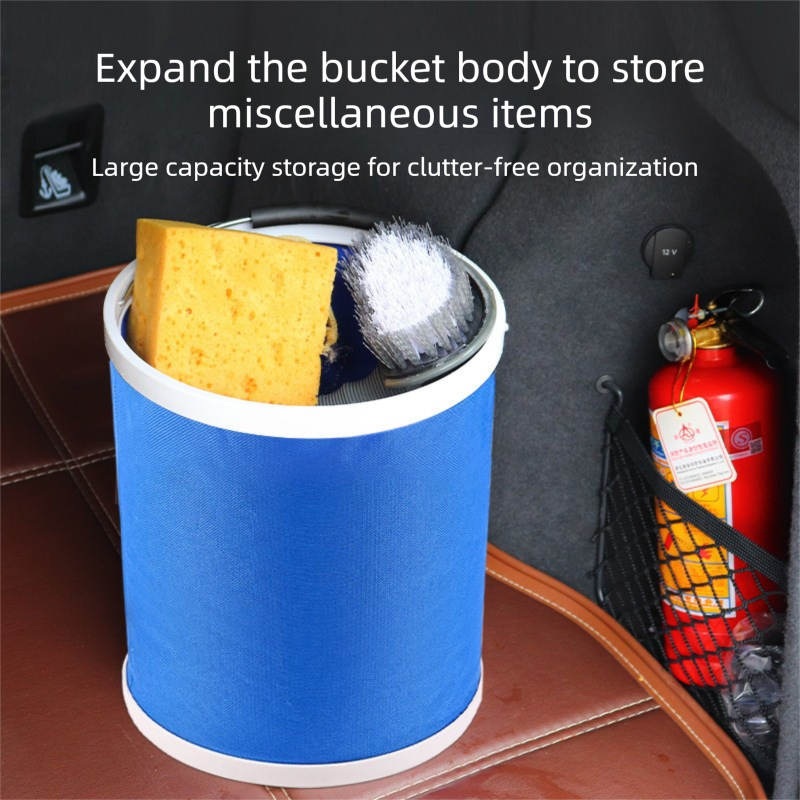 11pc Car Wash Detailing Kit 9L Collapsible Bucket Microfibre Towels Brushes