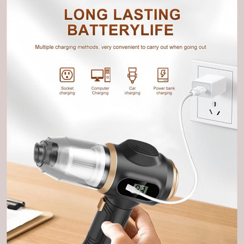 Black and White Cordless 2-in-1 Cleaning Kit  Vacuum cleaner(2 x 2000mAh) and Spin Scrubber Set（Includes three types of brush heads） for Home Car Kitchen Bathroom Cleaning