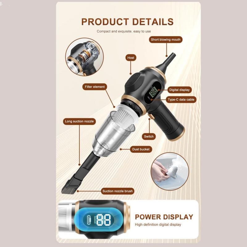 Black and White Cordless 2-in-1 Cleaning Kit  Vacuum cleaner(2 x 2000mAh) and Spin Scrubber Set（Includes three types of brush heads） for Home Car Kitchen Bathroom Cleaning