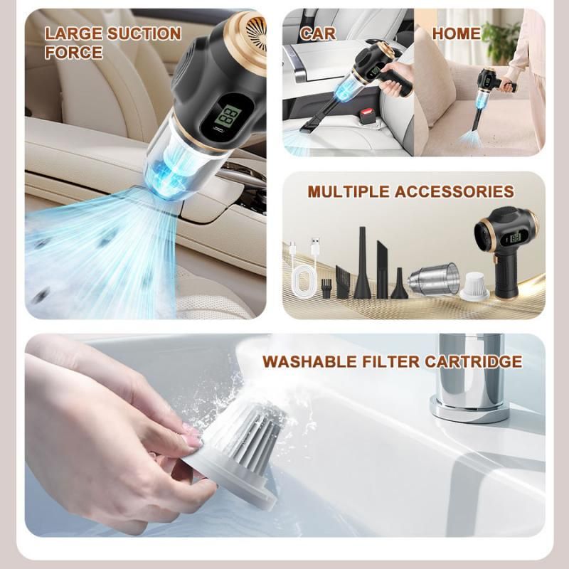 Black and Green Cordless 2-in-1 Cleaning Kit  Vacuum cleaner(2 x 2000mAh) and Spin Scrubber Set（Includes three types of brush heads） for Home Car Kitchen Bathroom Cleaning