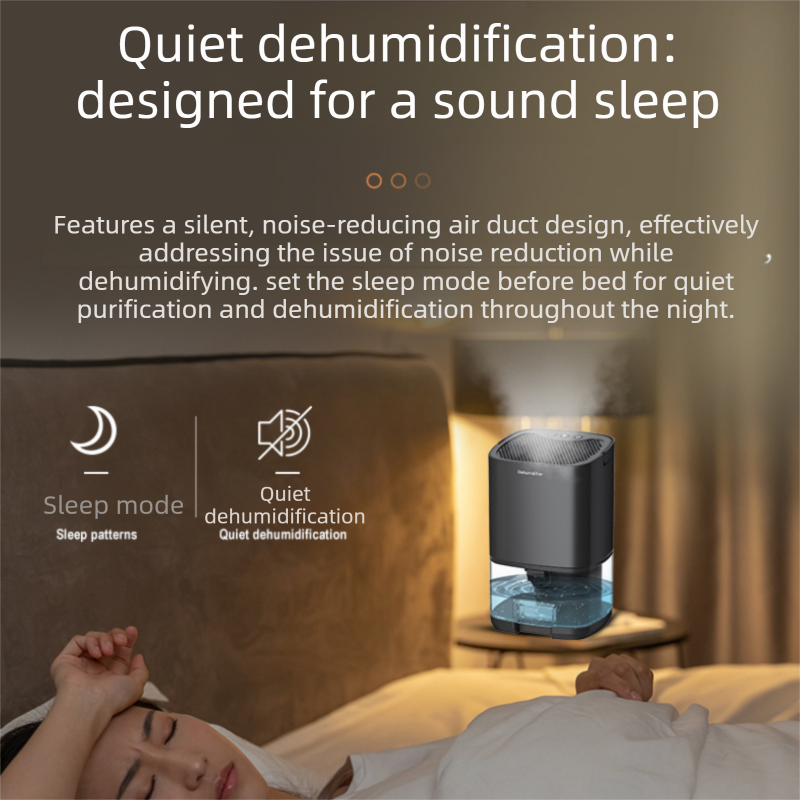 Mini Dehumidifier 1000ml Portable Quiet Moisture Absorber Night Light Black