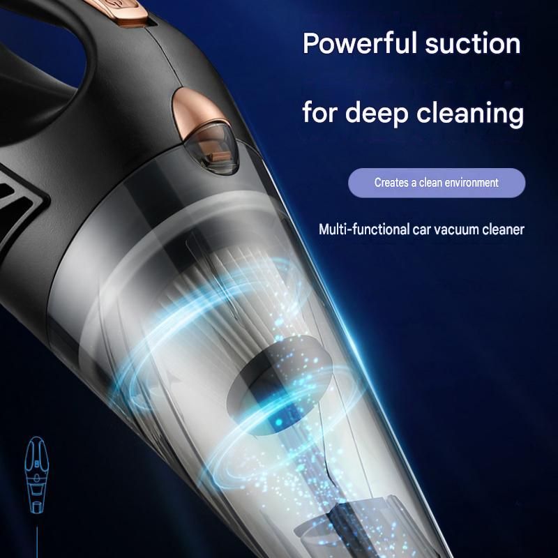 Black Cordless Car Vacuum Cleaner & White Electric Spin Scrubber Combo – Portable Handheld Wet & Dry Car Vacuum with Multi-Filter + Long-Reach Electric Floor and Kitchen Cleaning Brush Set