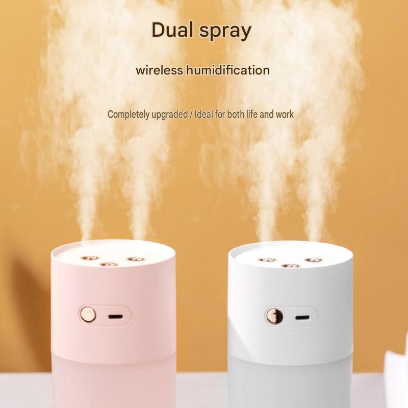 Creative Romantic Home Gift Set - White Dual Spray USB Humidifier with  Warm LED Night Light and White Acrylic Decorative Ambient Lamp, Portable Lamp and Car Humidifier Bundle for Bedroom Office Living Room