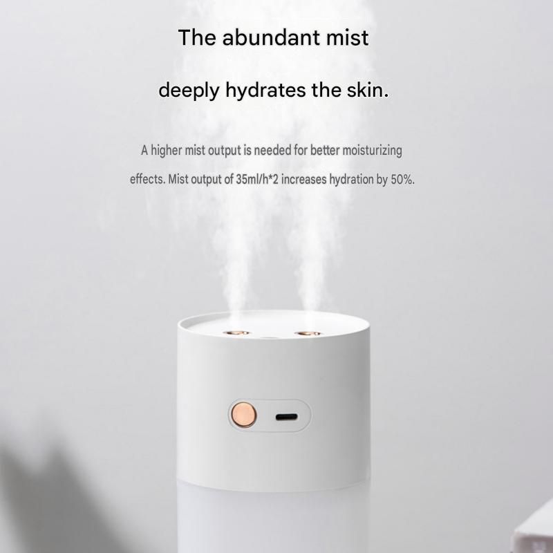 Creative Romantic Home Gift Set - White Dual Spray USB Humidifier with  Warm LED Night Light and White Acrylic Decorative Ambient Lamp, Portable Lamp and Car Humidifier Bundle for Bedroom Office Living Room