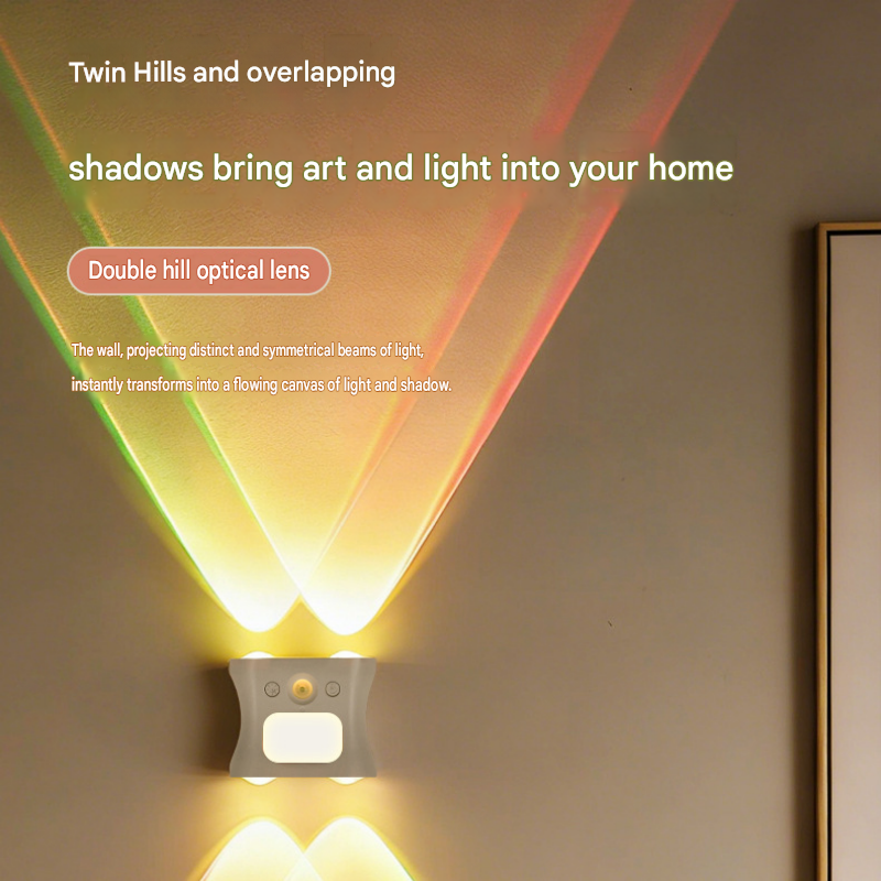 3PCS Smart Home Atmosphere Set – Pink USB Rechargeable Camera Humidifier & 2pcs White RGB Motion Sensor Wall Light, Magnetic Wireless Night Lamp with Remote Control for Bedroom, Living Room & Office