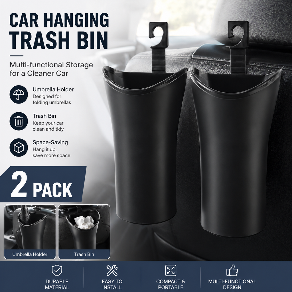 2x Car Umbrella Storage Bucket Hanging Seat Back Door Organiser Trash Bin