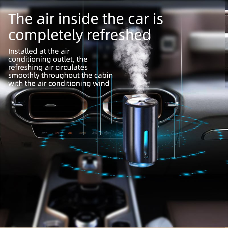 Golden Car Vent Air Freshener Diffuser (Includes a 10ml empty essential oil bottle) 3-Speed Adjustable Aroma Atomiser – Compact Aluminum Alloy USB Essential Oil Car Fragrance Clip