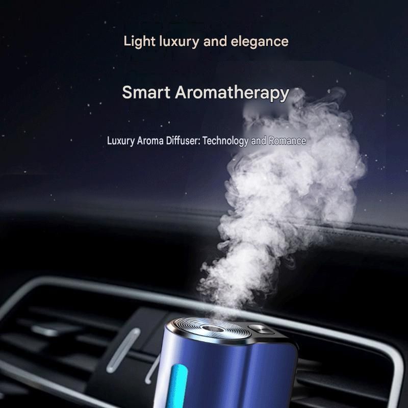 Green Car Vent Air Freshener Diffuser (Includes a 10ml empty essential oil bottle) 3-Speed Adjustable Aroma Atomiser – Compact Aluminum Alloy USB Essential Oil Car Fragrance Clip