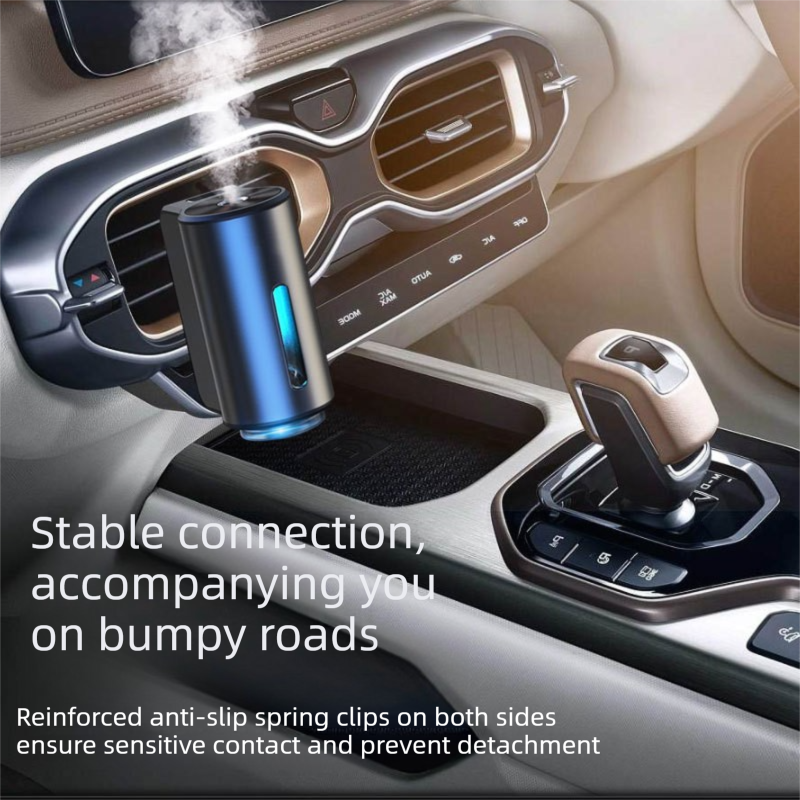 Green Car Vent Air Freshener Diffuser (Includes a 10ml empty essential oil bottle) 3-Speed Adjustable Aroma Atomiser – Compact Aluminum Alloy USB Essential Oil Car Fragrance Clip