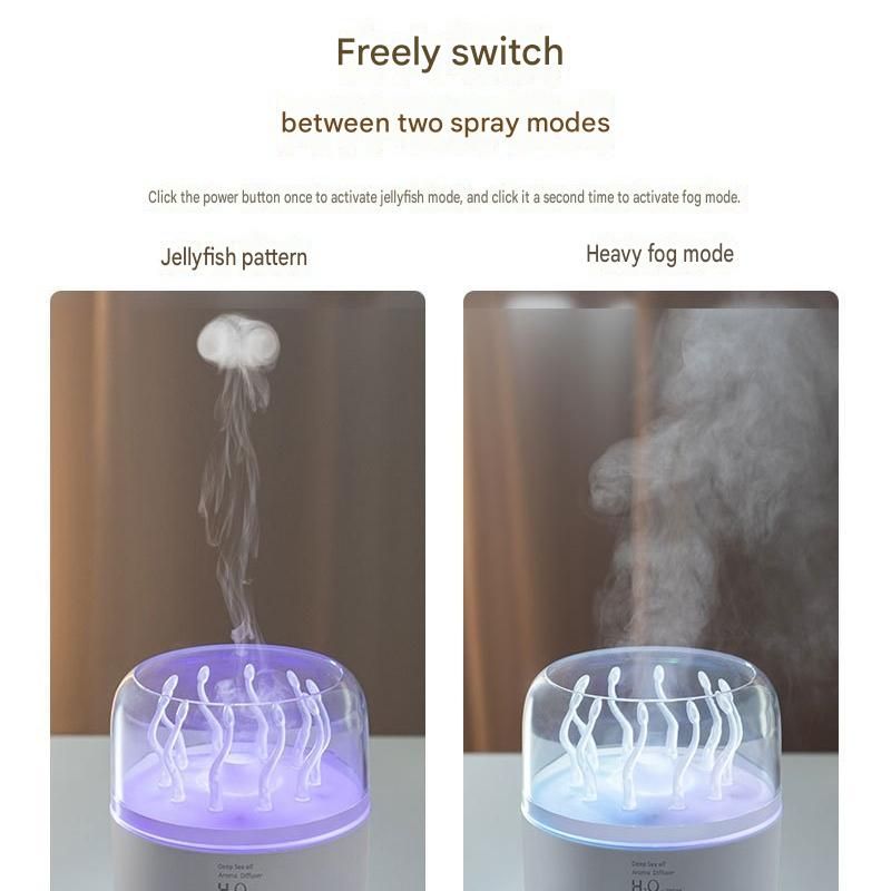 2 piece Cozy Home Duo set -Black Jellyfish Humidifier  and 150×200cm Misty Forest Tapestry -humidifier featuring multi-color lights and aromatherapy diffusion,Hanging cloth Room Decor Brushed No-Stretch Fade Resistant Nature Decor with Installation Kit